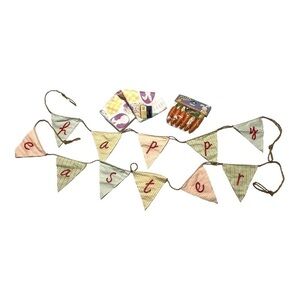 Easter bundle-two flag banners-happy Easter, Easter towel, bag of twine carrots.